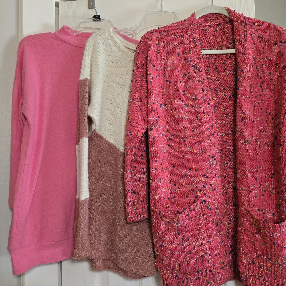 Womens Sweater Lot Of 3 Stylish Pink and Multicolor Women's Cardigan